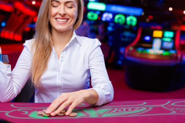 How wagering requirements work - woman playing at casino