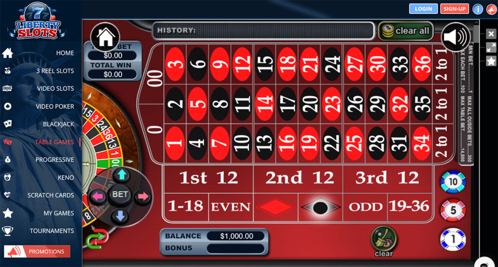 Libert Slots Casino Review Table Games Roulette Screenshot