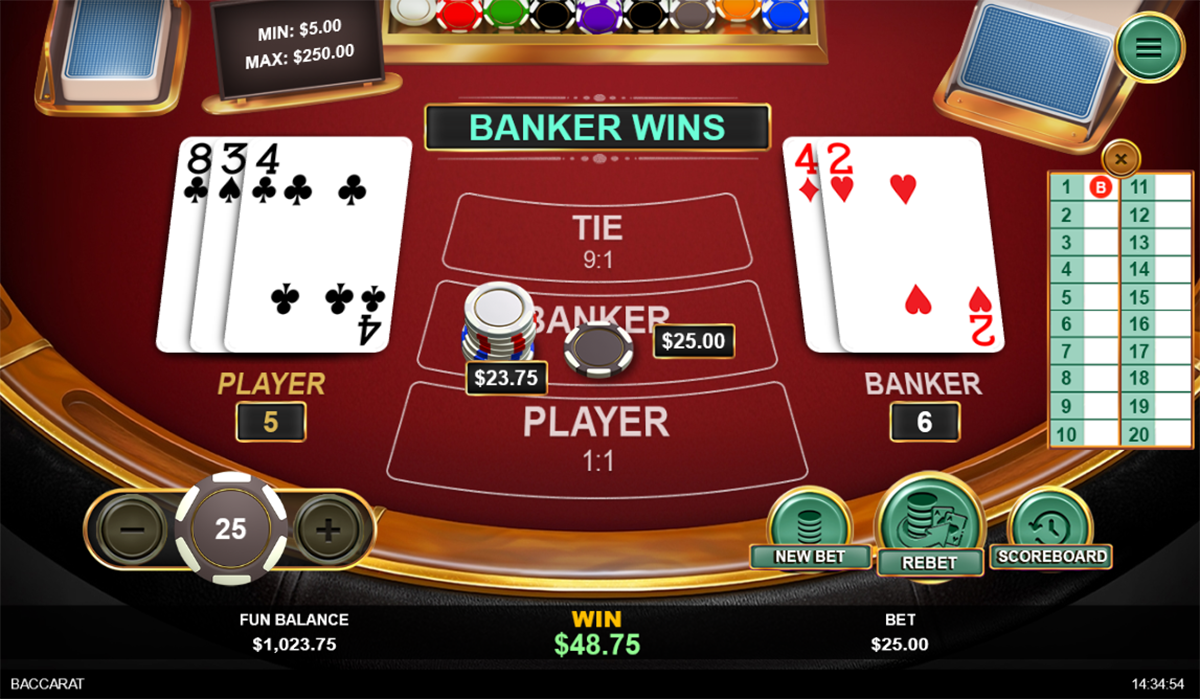 Royal Ace Casino Table Games Baccarat Screenshot