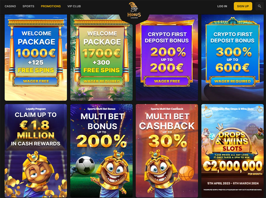 Horus Casino Bonuses and Promotions Screenshot