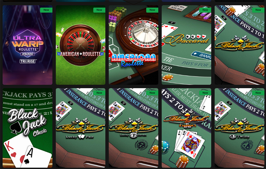 Horus Casino Table Games Screenshot
