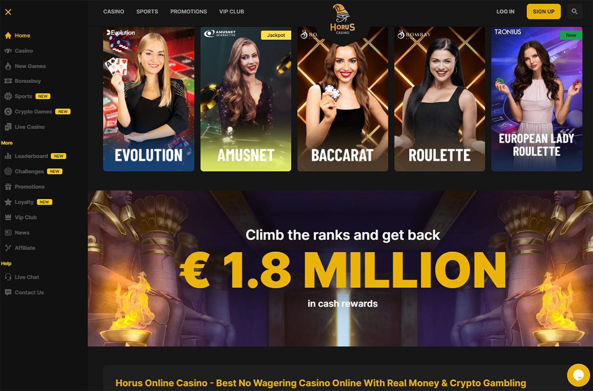 Horus Online Casino Review Best No Wagering Casino Online With Real Money Crypto Gambling