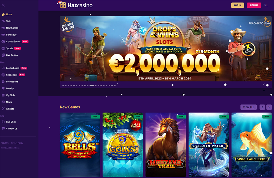Haz Casino Review lobby screenshot